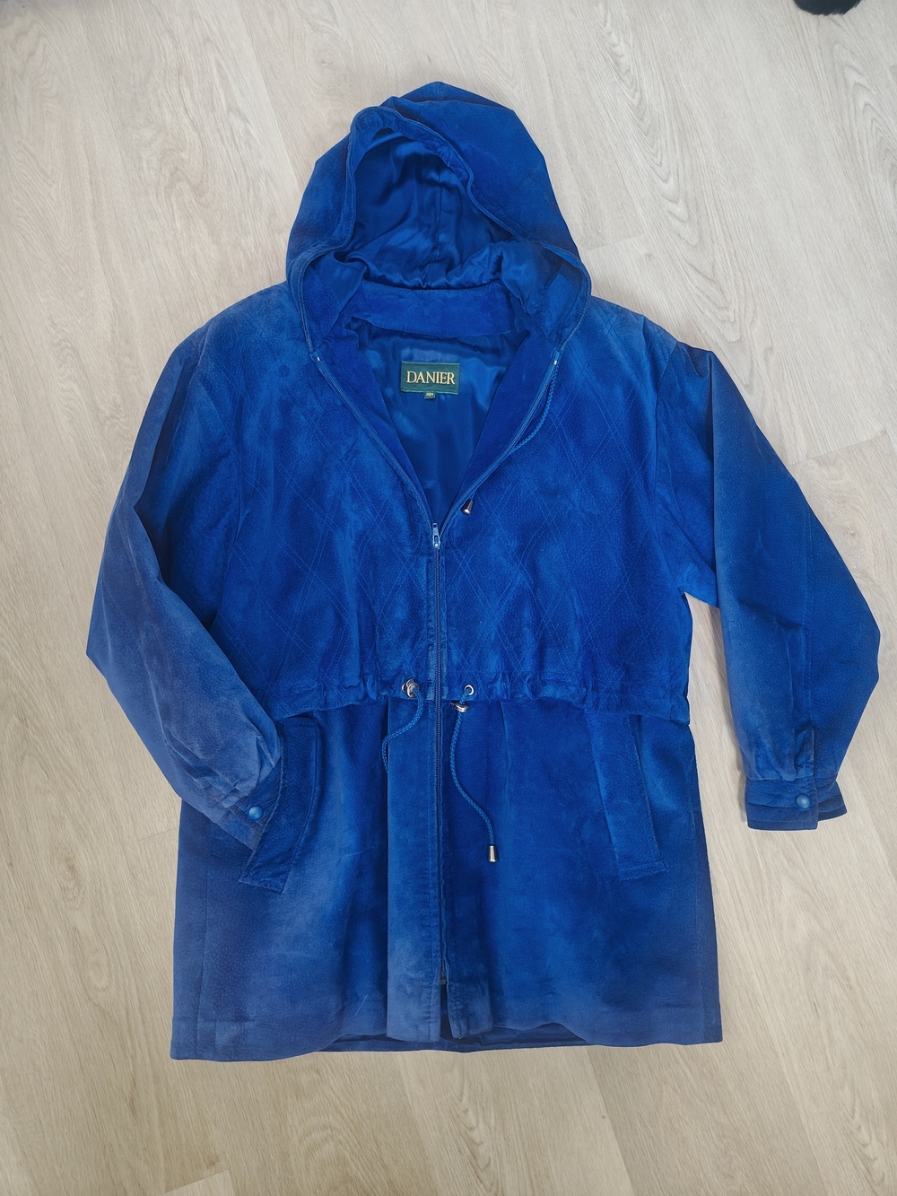 Danier Vintage Women's Blue Suede Hooded Jacket Size Medium